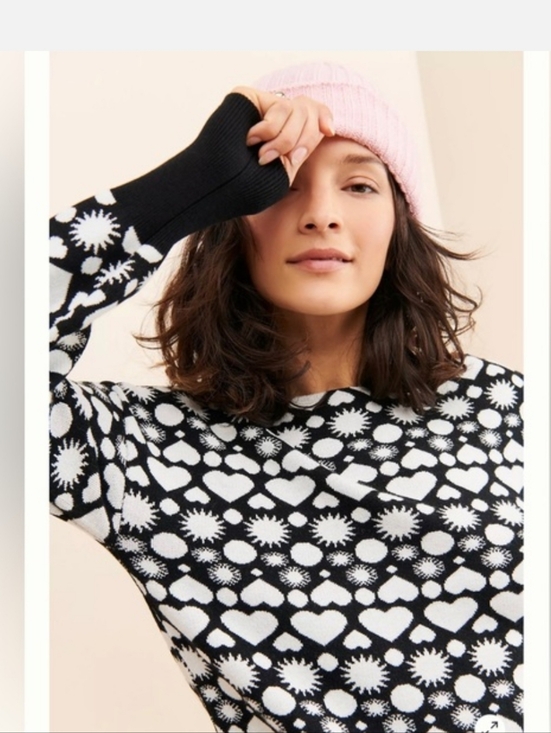 Maeve Sweaters - Maeve Anthropologie Black And White Heart Sun Sweater -XL/1x